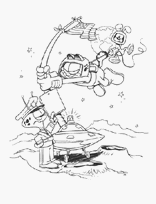 coloriage garfield sur la lune